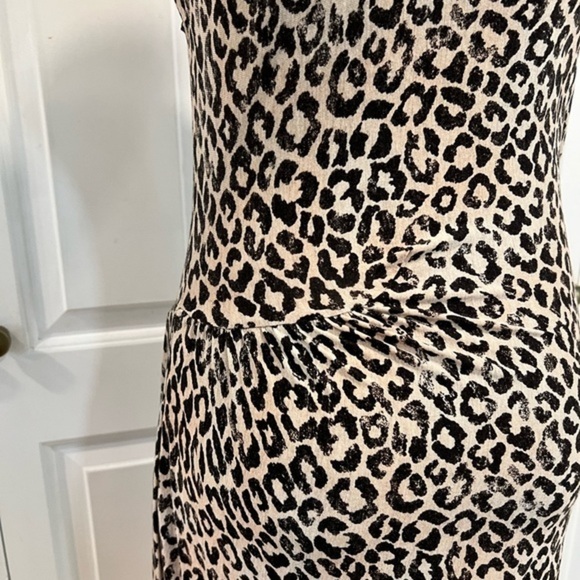 Rebecca Taylor Animal Print Sleeveless Body Con Ruched at the Hip Midi Dress - Picture 8 of 15
